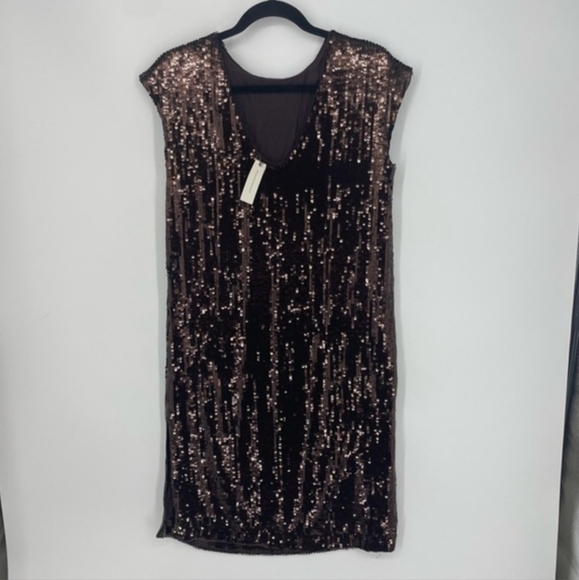 Maeve NWT Sequin Dress Brown XS - Picture 4 of 12